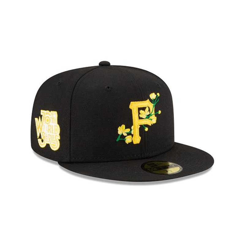 MLB Pittsburgh Pirates Side Patch Bloom 59Fifty Fitted (SMF5723) - Black New Era Caps